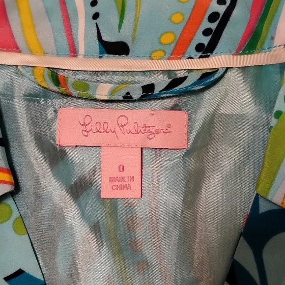 Lilly Pulitzer Wayles Silk Dress in Turquoise Multi Sea Me, Size 0 - Picture 8 of 16